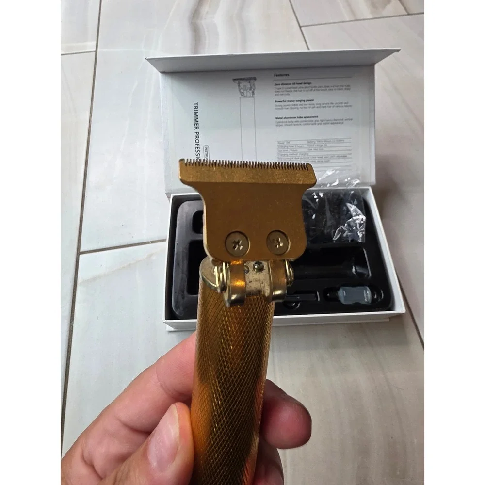 Vintage T9 Professional Trimmer Cordless Hair Clipper Gold‎ USB Rechargeable W2
